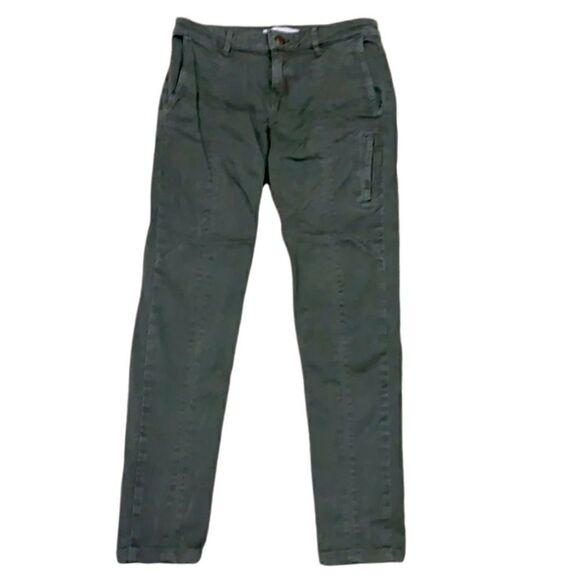 Zara Army Olive Green Denim Pants Ladies 4 - Picture 1 of 8